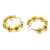 Glass Flower Hoop Earrings EJEW-TA00587-4