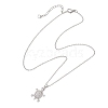 Brass Micro Pave Clear Cubic Zirconia Tortoise Pendant 304 Stainless Steel Cable Chain Necklaces for Women NJEW-JN05903-02-4