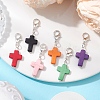 6Pcs Synthetic Turquoise Cross Pendant Decorations HJEW-JM02499-2