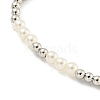 Brass & ABS Plastic Imitation Pearl Round Beaded Stretch Bracelets for Women BJEW-G704-02P-3