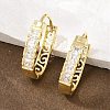 Square with Oval Brass Micro Pave Clear Cubic Zirconia Hoop Earrings EJEW-D348-08G-1