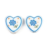 Floral Printed Porcelain Beads PORC-A033-01C-1