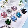 Cubic Zirconia Clover Brooch Pin JBR105G-5