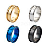 4Pcs 4 Colors Stainless Steel Grooved Finger Ring Settings STAS-TA0002-14B-9