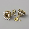 Ethnic Style 3D Enamel Bell with Seed Beeded Dangle Stud Earrings EJEW-WH0047-33C-2