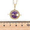 Natural Amethyst Copper Wire Wrapped Planet Pendant Brass Cable Chain Necklaces for Women NJEW-TA00260-02-4
