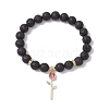 Natural Lava Rock Beaded Stretch Bracelets BJEW-JB11000-01-1