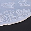 Flat Round with Flower & Butterfly Cup Mat Silicone Molds DIY-M034-29-4