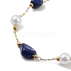 Natural Lapis Lazuli Nuggets Link Chain Necklaces NJEW-H041-06G-03-2