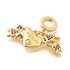 Brass Cubic Zirconia Boy & Heart & Girl European Dangle Charms KK-U048-24G-2