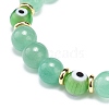 Natural Green Aventurine & Lampwork Evil Eye Round Beaded Stretch Bracelet BJEW-JB08713-07-5