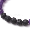 Round Natural Lava Rock & Gemstone Beaded Streth Bracelets BJEW-JB10869-4