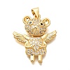 Rack Plating Brass Micro Pave Clear Cubic Zirconia Pendants KK-M309-39I-G-1