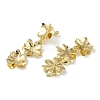 Triple Flower Brass Stud Earrings EJEW-K257-05G-3