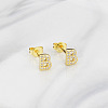 Brass Clear Cubic Zirconia Stud Earrings WGC2A80-02-1