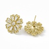 Clear Cubic Zironia Flower Stud Earrings EJEW-F294-07G-1