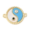 Brass Clear Cubic Zirconia & Natural White Shell & Resin Connector Charms CU-CBA6938-19G-02-1