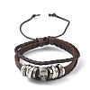 PU Leather & Waxed Cords Triple Layer Multi-strand Bracelets BJEW-G709-03-2