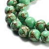 Synthetic Gold Line Turquoise Beads Strands G-H026-01E-03-3