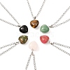 Heart Natural & Synthetic Mixed Gemstone Pendant Necklaces NJEW-JN03647-1