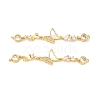 Brass Pave Clear Cubic Zirconia Connector Charms KK-Z139-12G-04-1
