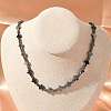 Round Cross Synthetic Non-Magnetic Hematite Beaded Necklaces NJEW-R020-03-2