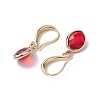 Oval Brass with Glass Pendants Dangle Earring for Women EJEW-JE05938-4
