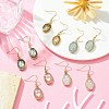 Natural Mixed Gemstone Oval Dangle Earrings EJEW-JE05346-4