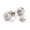 Non-Tarnish Textured Round Bead 304 Stainless Steel Stud Earring Findings EJEW-O104-01P-3