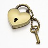 Heart Lock & Key Zinc Alloy Key Clasps KEYC-O009-14-1