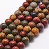 Natural Polychrome Jasper/Picasso Stone/Picasso Jasper Bead Strands G-D840-85-4mm-1