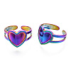 304 Stainless Steel Heart Cuff Rings RJEW-N038-118M-2
