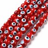 Handmade Evil Eye Lampwork Round Bead Strands X-LAMP-L055-6mm-19-1