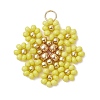Glass Seed Beaded Flower Pendants PALLOY-MZ01181-02-1