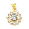 Flower Rack Plating Brass Micro Pave Cubic Zirconia Pendants KK-G513-92G-02-1