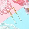 Natural Cultured Freshwater Pearl Beads & Brass Dangle Stud Earrings for Women EJEW-TA00555-4