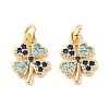 Clover Brass Micro Pave Cubic Zirconia Charms KK-B102-04G-1