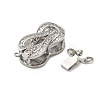 Brass Micro Pave Clear Cubic Zirconia Box Clasps KK-E084-28P-2