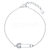 Rhodium Plated 925 Sterling Silver Paperclip Link Bracelets for ZN7381-1