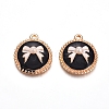 Light Gold Plated Alloy Enamel Pendants PALLOY-TAC0011-08-1