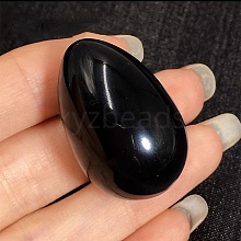 Natural Obsidian Egg Shaped Palm Stone PW23051600915