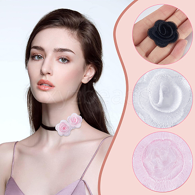 30Pcs 3 Styles 3D Rose Flower Polyester Computerized Embroidered Ornament Accessories FIND-GF0006-03B-1