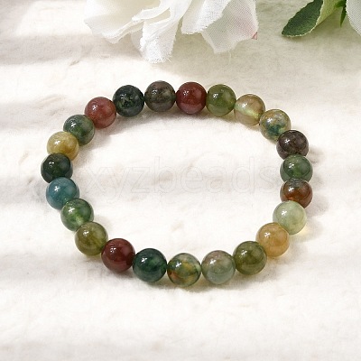 8MM Natural Indian Agate Round Beaded Stretch Bracelets for Women GG-CBA3F02-08-1