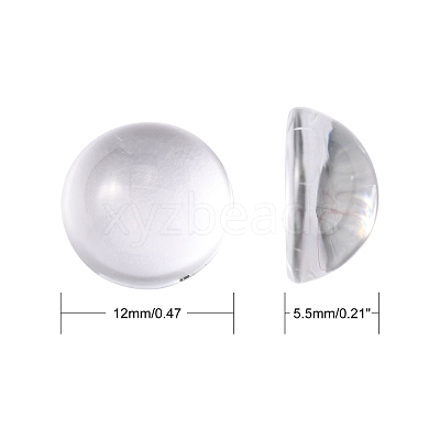 Transparent Half Round Glass Cabochons GGLA-R027-12mm-1