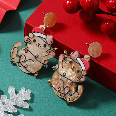 Festive Christmas Acrylic Stud Earrings for Holiday Season Celebration KD3160-2-1