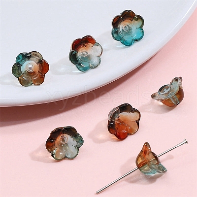 10Pcs Gradient Color Transparent Glass Bead Caps PW-WG464DA-18-1