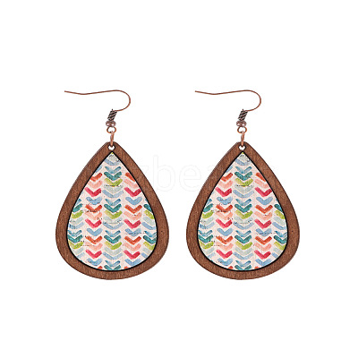Wood Dangle Earrings FS-WG89FD2-03-1