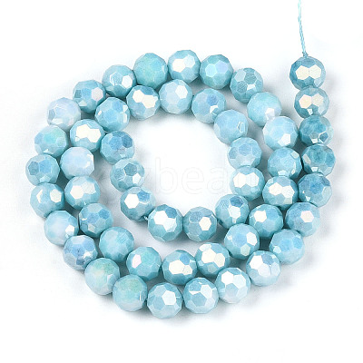 Anti-Tarnish Electroplate Glass Beads Strands EGLA-T021-8mm-15-10-1