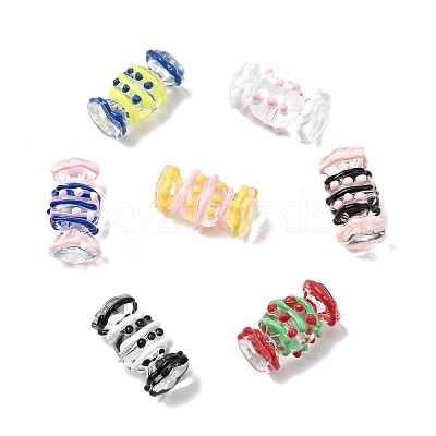 28Pcs 7 Colors Transparent Acrylic Enamel Beads OACR-CJ0002-85-1