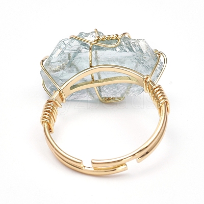 Nuggets Shape Natural Quartz Adjustable Finger Rings RJEW-E166-05-1